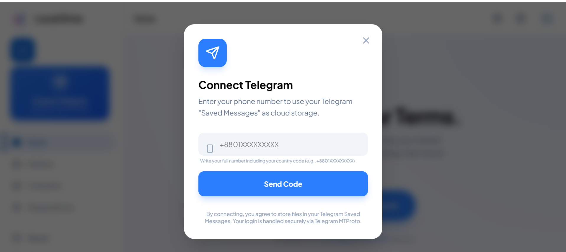 Connect Telegram modal
